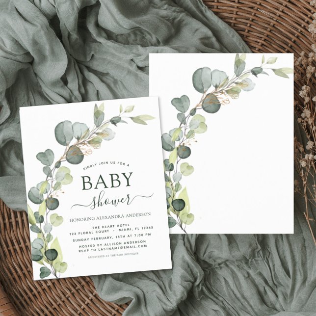 Baby shower Budget Vert Eucalyptus Invitations (Créateur téléchargé)