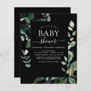 Baby shower Budget Vert Noir Botanique
