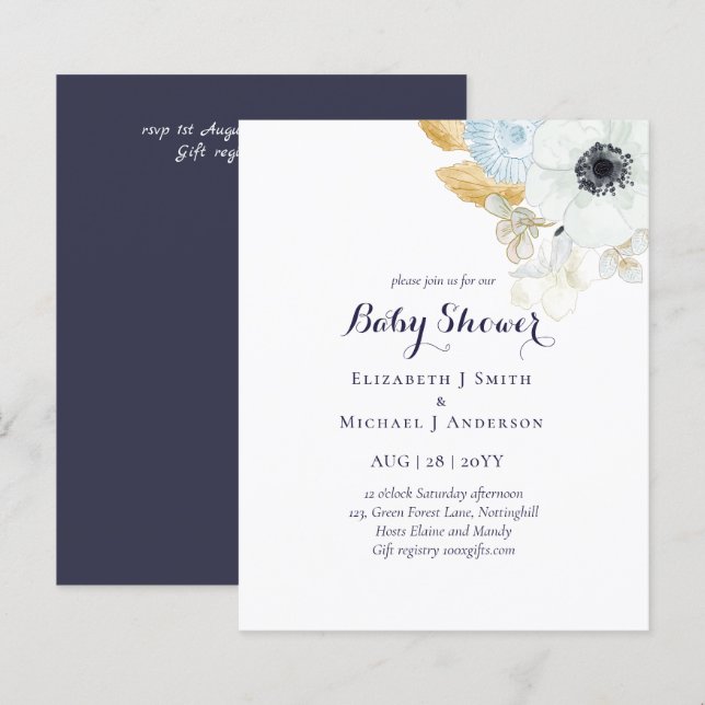 BABY SHOWER BUDGÉTAIRE Anémon Bleu (Devant / Derrière)