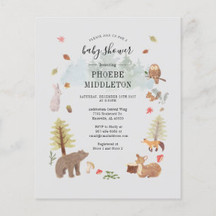 Baby shower budgétaire Animaux de bois Invitation