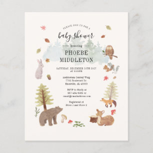Baby shower budgétaire Animaux de bois Invitation
