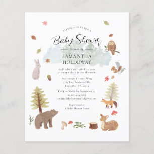 Baby shower budgétaire Animaux de bois Invitation