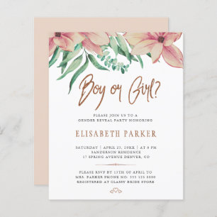 Baby shower budgétaire genre révéler l'invitation 