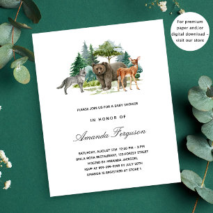 Baby shower budgétaire Invitation des animaux de l