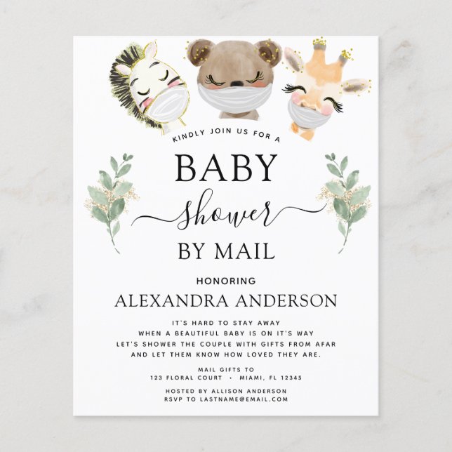 Baby shower Budgétaire Par Mail Woodland Invitatio (Devant)