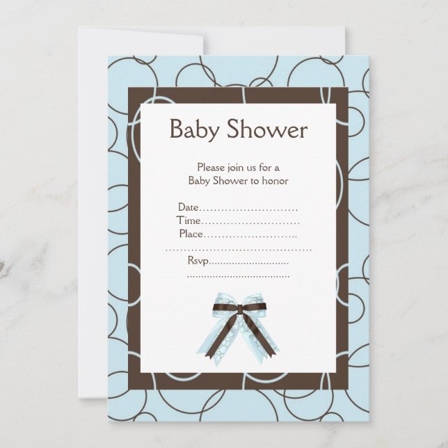 Baby shower bulles bleues invitation (Devant)