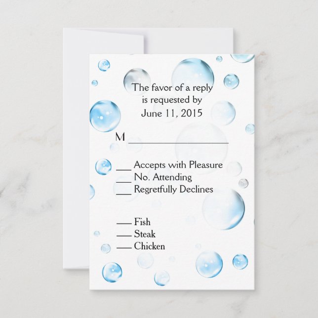 Baby shower Bulles bleues RSVP (Devant)