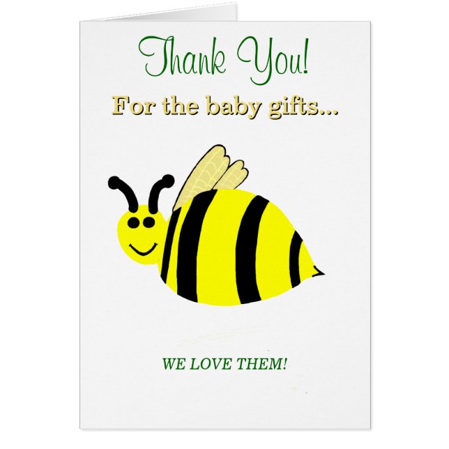 Baby Shower Bumble Bee Thank You (Devant)