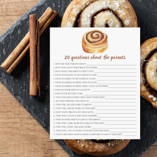 Baby shower Bun - 20 questions sur les parents (Créateur téléchargé)
