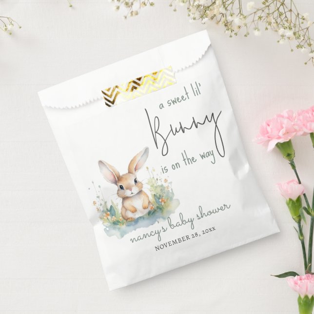 Baby shower Bunny Aquarelle Favoriser les sacs (Scellé)