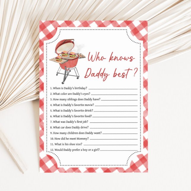 Baby Shower Burger Rouge BBQ Jeu Qui Connaît le mi (Burger BBQ Baby Shower Game)