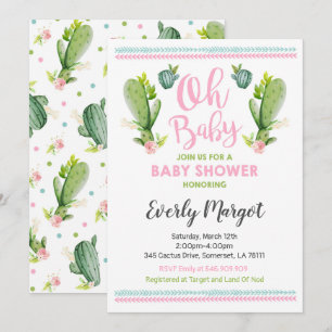 Baby shower Cactus Invitation Douche Succulente