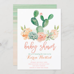 Baby shower Cactus invitation succulent