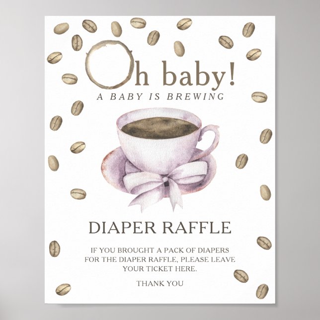Baby-shower café - affiche de tirage au sort de co (Devant)