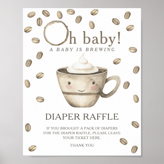 Baby shower café - affiche de tirage au sort de co (Devant)