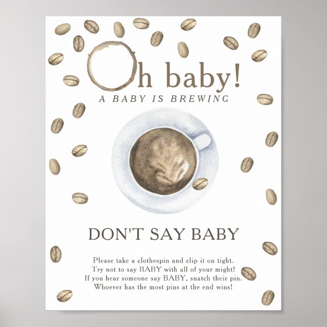 Baby shower café - Affiche Ne dites pas bébé (Devant)