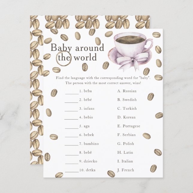 Baby shower café - Baby autour du monde jeu (Devant / Derrière)