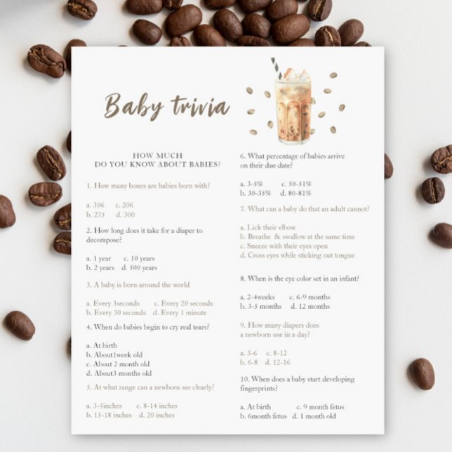 Baby shower café glacé - Jeu de trivia pour bébé (Créateur téléchargé)