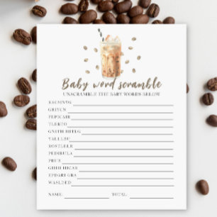 Baby shower café glacé - Mots mêlés pour bébé