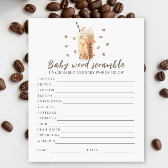 Baby shower café glacé - Mots mêlés pour bébé (Créateur téléchargé)