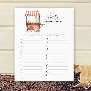 Baby shower café - Jeu de course de noms de bébé