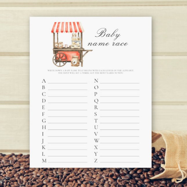 Baby shower café - Jeu de course de noms de bébé (Créateur téléchargé)