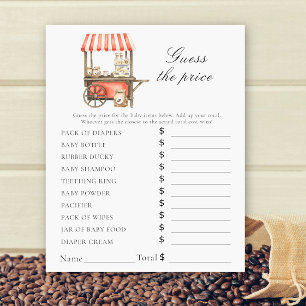 Baby shower café - Jeu de devinette de prix