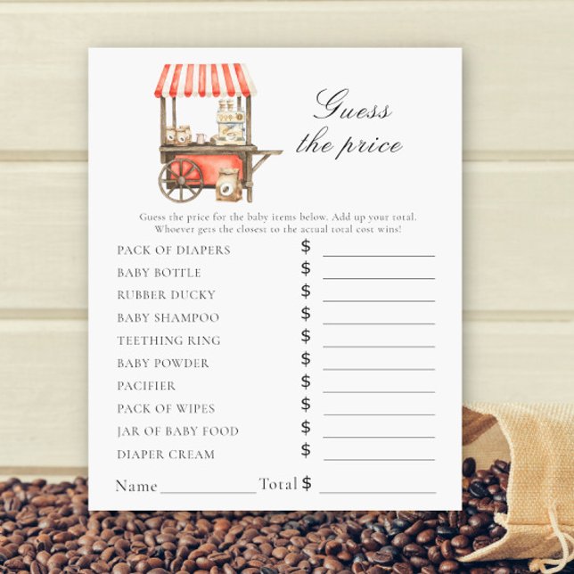 Baby shower café - Jeu de devinette de prix (Créateur téléchargé)