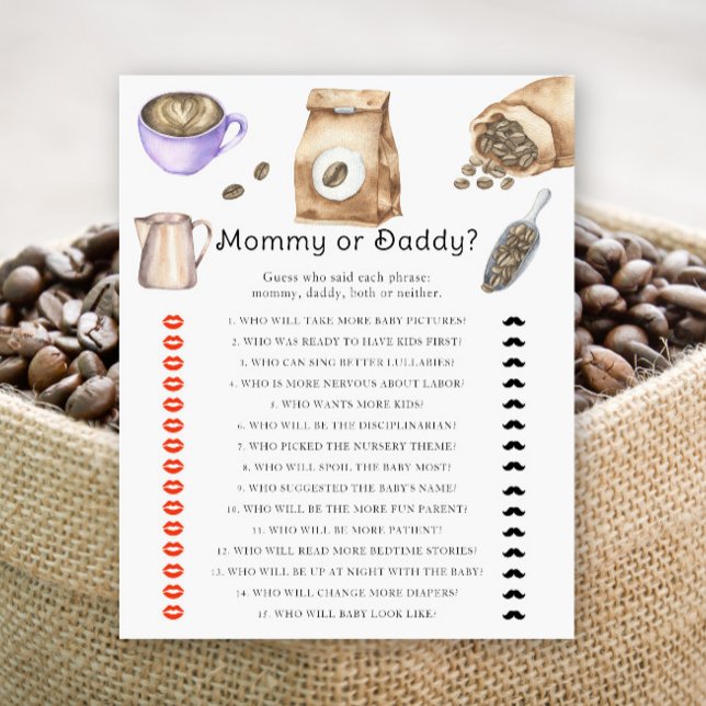 Baby shower café - jeu maman ou papa (Créateur téléchargé)