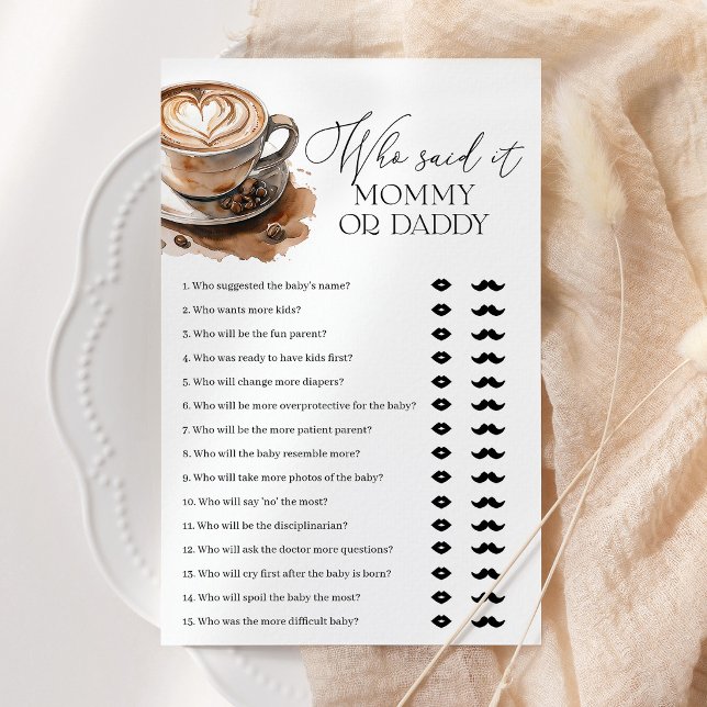Baby-Shower Café : jeu « Qui a dit ça, Maman ou Pa (Créateur téléchargé)