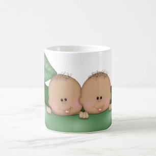 baby shower café jumeaux "pois dans un pot" tasse