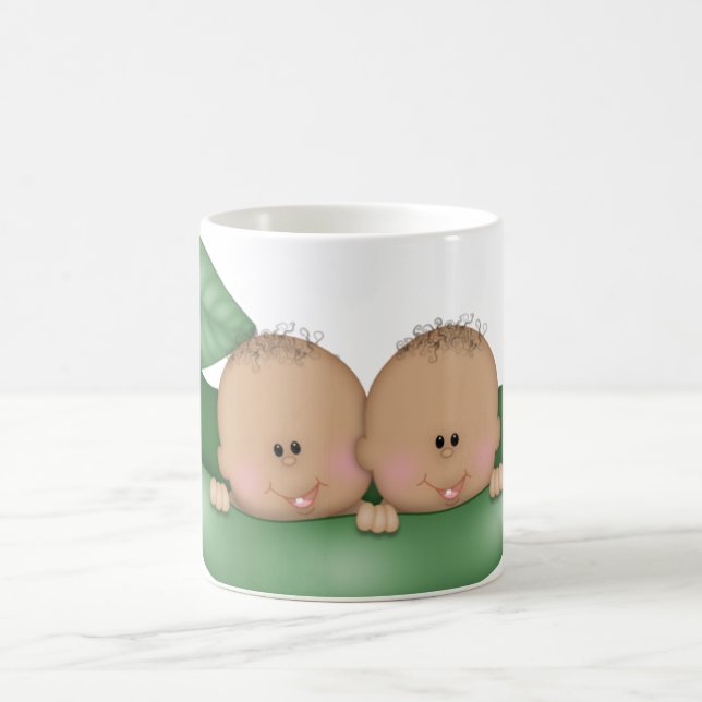 baby shower café jumeaux "pois dans un pot" tasse (Centre)