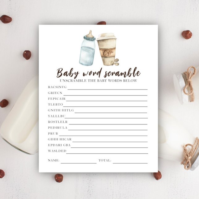 Baby shower café - Mots mêlés pour bébé (Créateur téléchargé)