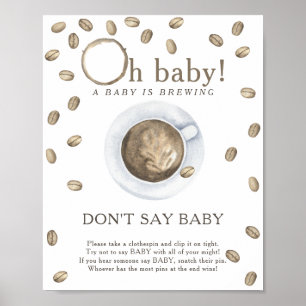 Baby shower café - Ne pas dire Poster bébé
