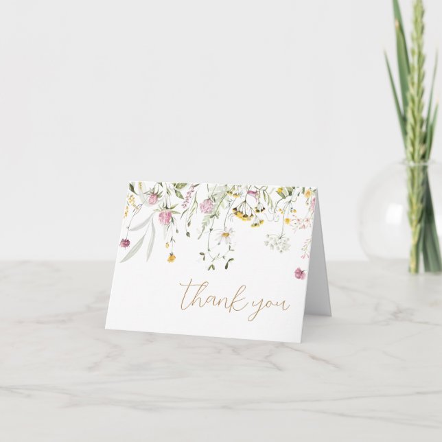 Baby shower Carte de remerciements fleur sauvage (Devant)