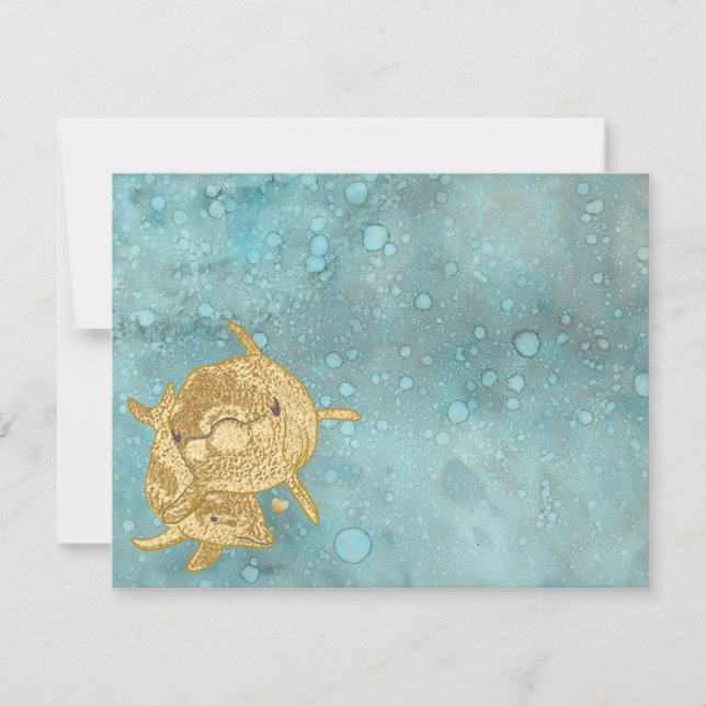 Baby shower Carte de remerciements "Gold Dolphins  (Devant)