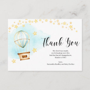 Baby shower Carte de remerciements montgolfière an