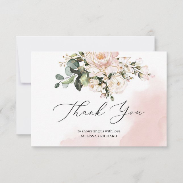 Baby shower carte de remerciements note blush or r (Devant)