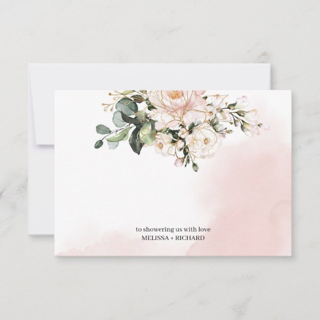 Baby shower carte de remerciements note blush or r (Devant)