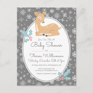 Baby shower Carte postale Cerfs-mères et flocons