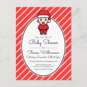 BABY SHOWER   Carte postale de bébé Père Noël avec