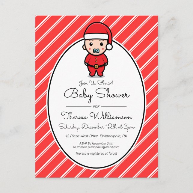 BABY SHOWER | Carte postale de bébé Père Noël avec (Devant)