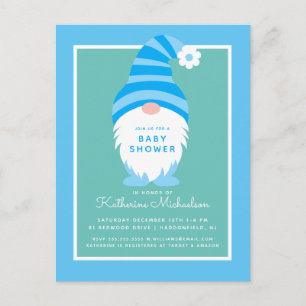 Baby shower Carte postale Gnome Bleue
