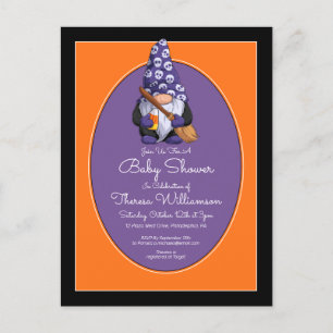 Baby shower   Carte postale Invitation Gnome Hallo