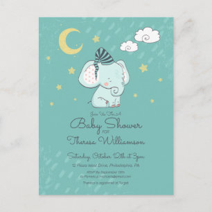 Baby shower Carte postale Sleepy Little Elephant