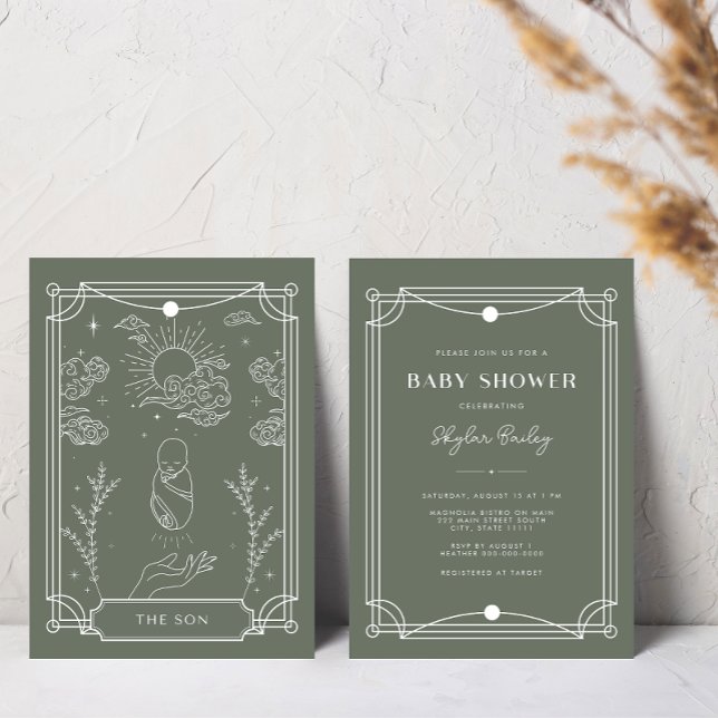 Baby shower céleste Tarot Boy Invitation (Créateur téléchargé)