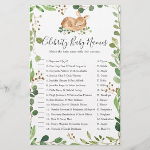 Baby shower cerf célébrité Noms des bébés