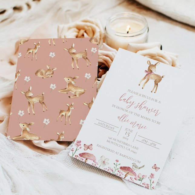 Baby shower cerf Invitation bébé fille Invitation (Créateur téléchargé)