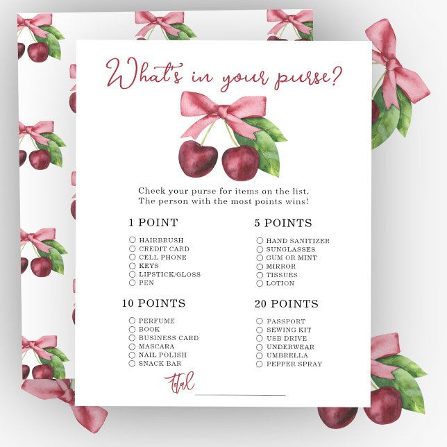 Baby shower cerise arc Whats dans votre sac à main (Créateur téléchargé)