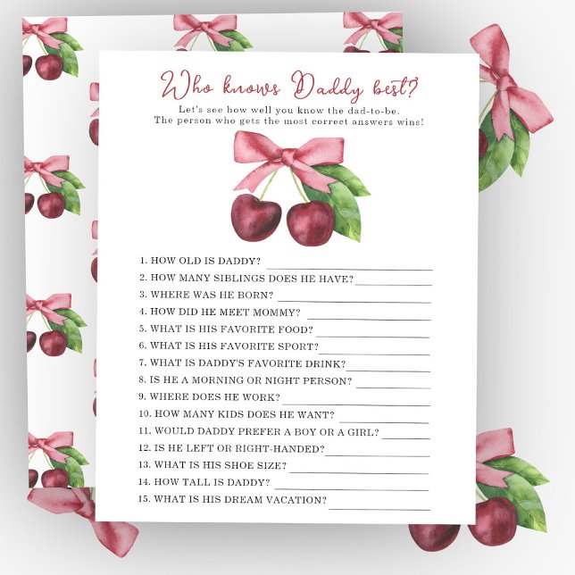 Baby shower Cerise - Qui connaît le mieux papa jeu (Créateur téléchargé)